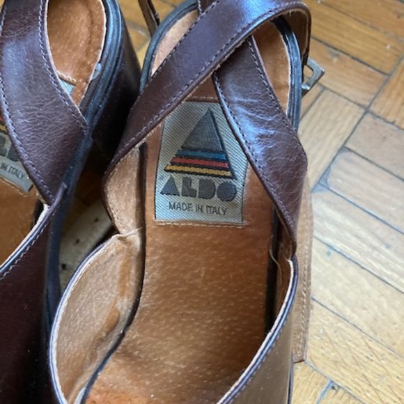 Vtg Aldo Brown Heeled Sandals in Size 36 - Picture 2 of 6